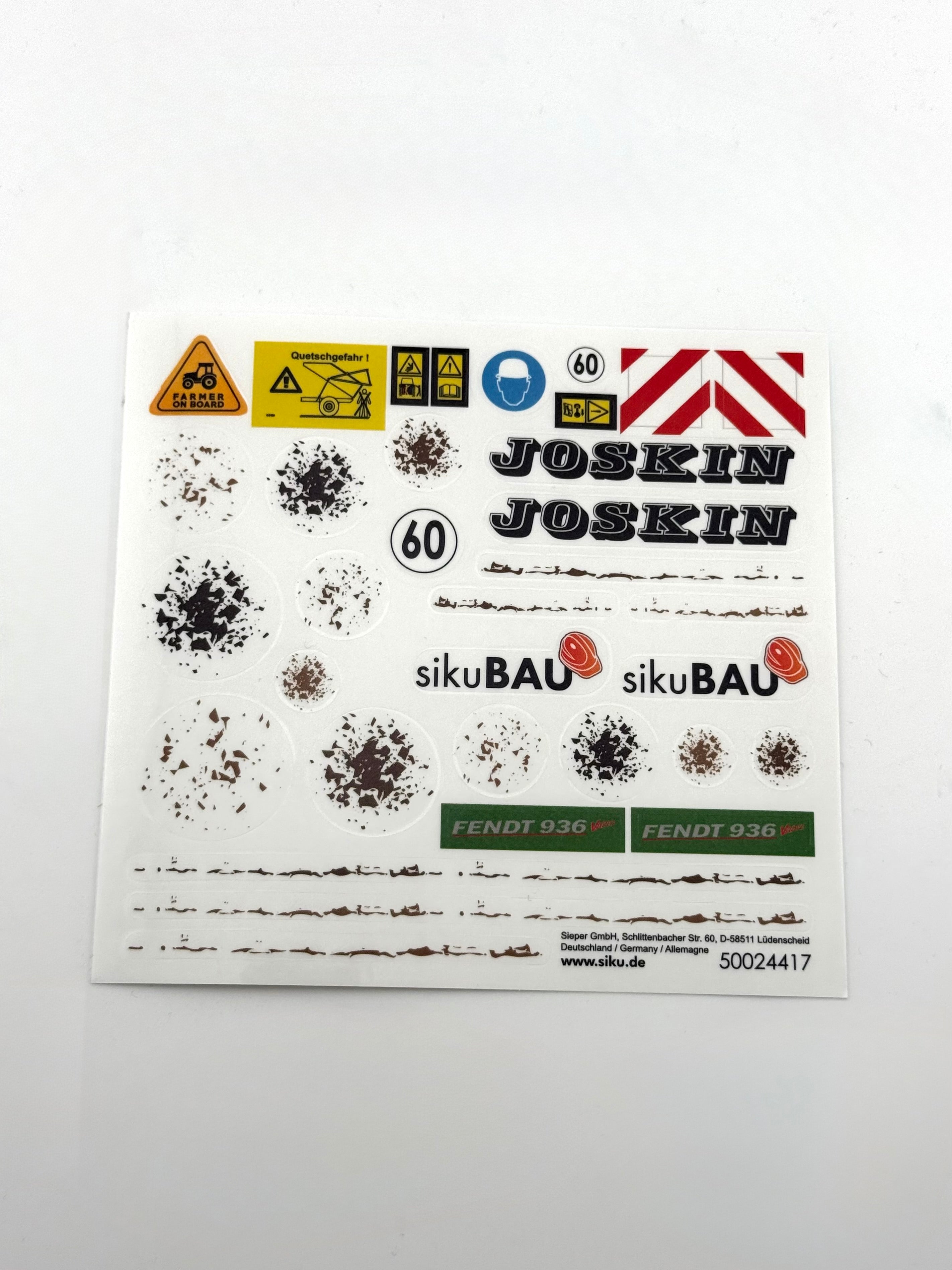 Aufkleber Set passend für SIKU CONTROL 6780 Joskin Kipper (gelb) 1:32