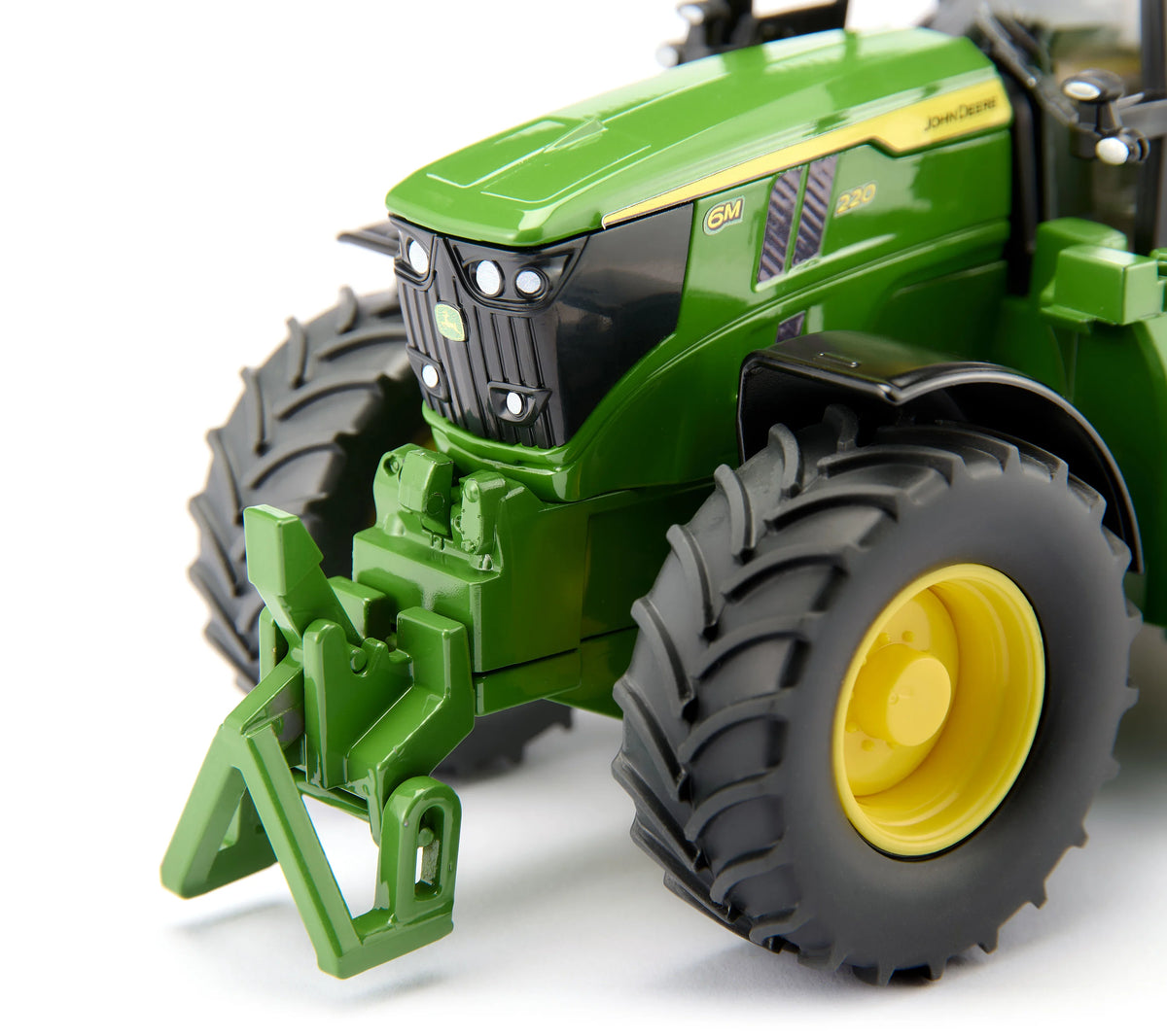 John Deere 6M 220 mit abnehmbarem Frontlader Motorhaube Detailansicht