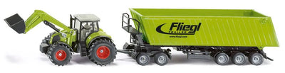 SIKU FARMER 1949 Claas Traktor mit Frontlader, Dolly und Fliegl Muldenkipper (1:50)