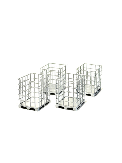 Vier Gitterboxen in der Seitenansicht