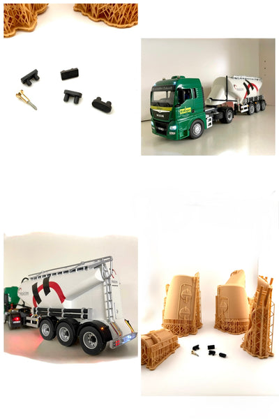Silo / Zement Auflieger Bausatz  aus sehr stabilen 3D Druckverfahren 1:32