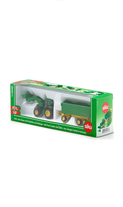 SIKU FARMER 1843 John Deere mit Frontlader und Anhänger