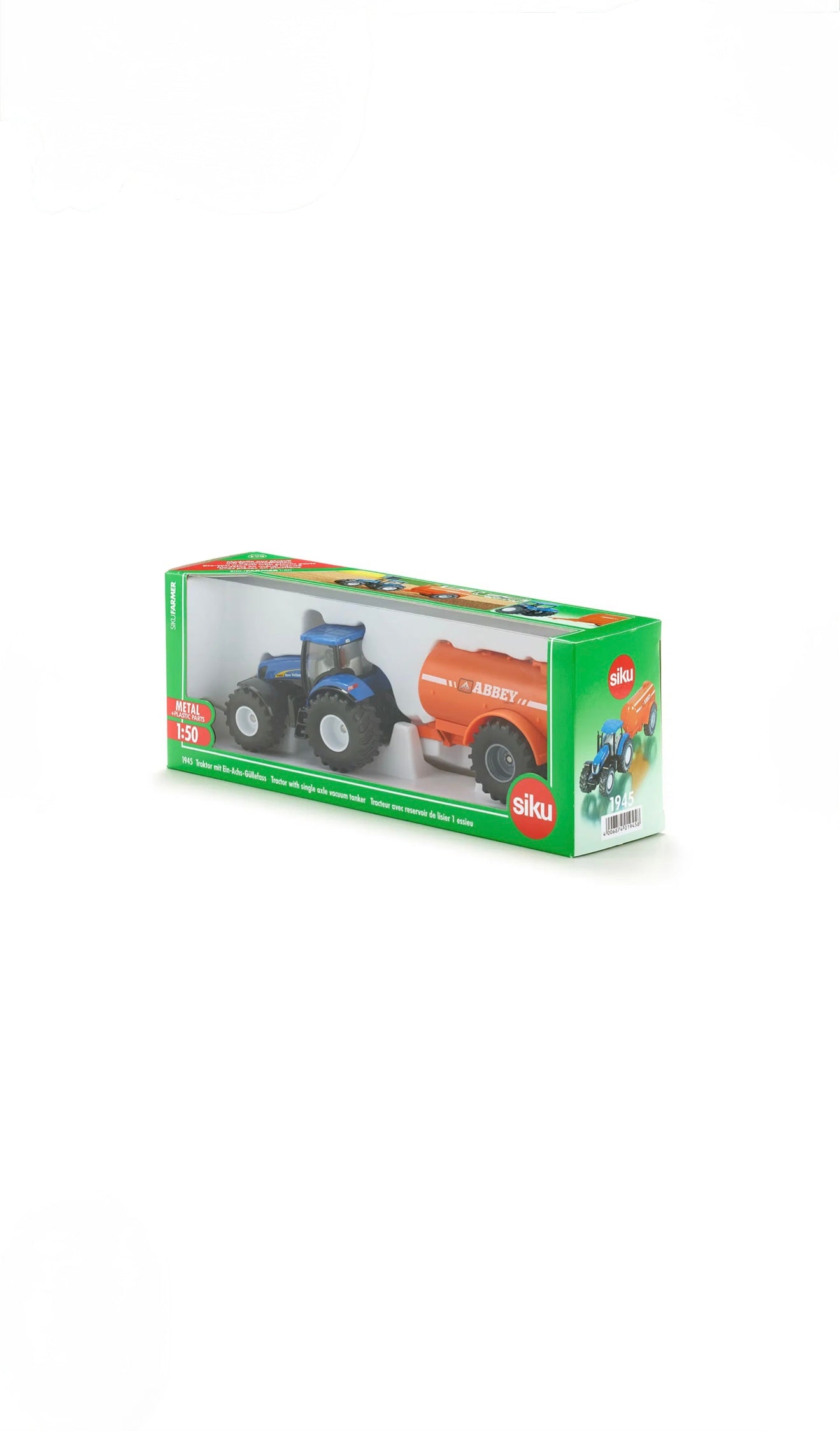 SIKU FARMER 1945 New Holland  Traktor mit Abbey Ein-Achs-Güllefass (1:50)