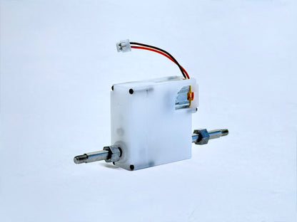 Ersatz Antrieb Seitenansicht weiß mit silberner Achse