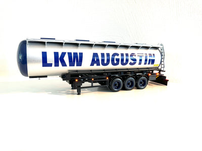 Sprittanker Seitenansicht in silber mit Werbung LKW AUGUSTIN